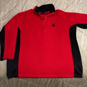 Spyder Men's Bold Red and Black Zip-Up Sweater